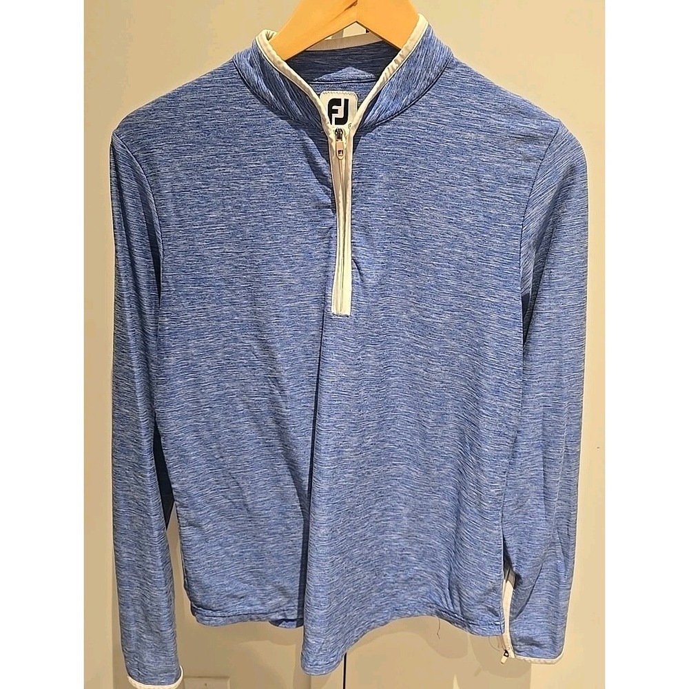 FootJoy Mens Blue Heathered Space Dye Quarter Zip‎ Golf Pullover Size Medium